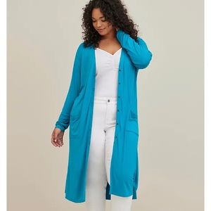 TORRID BLUE LONG CARDIGAN
